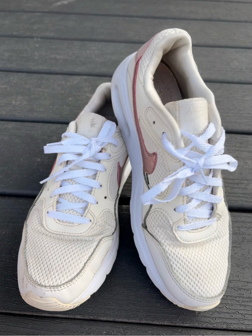 Women's White and Pink Mesh Sneakers — Casual Comfort